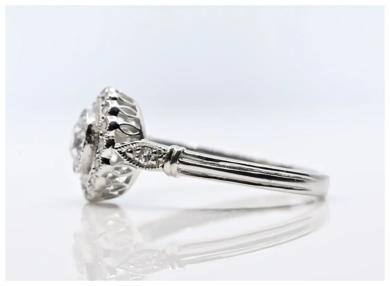 Art Deco 0.80ctw Diamond Halo Engagement Ring in Platinum