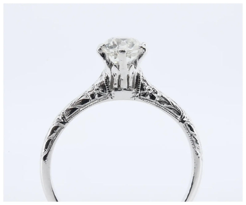 Art Deco Orange Blossom 0.75ct Diamond Engagement Ring in Platinum