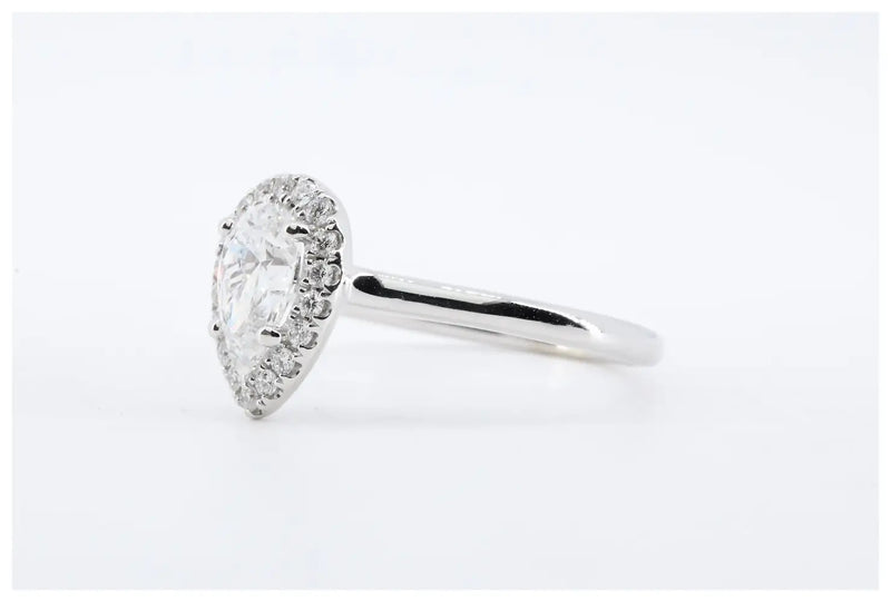 Contemporary 1.09ctw Pear Shaped Diamond Halo Engagement Ring