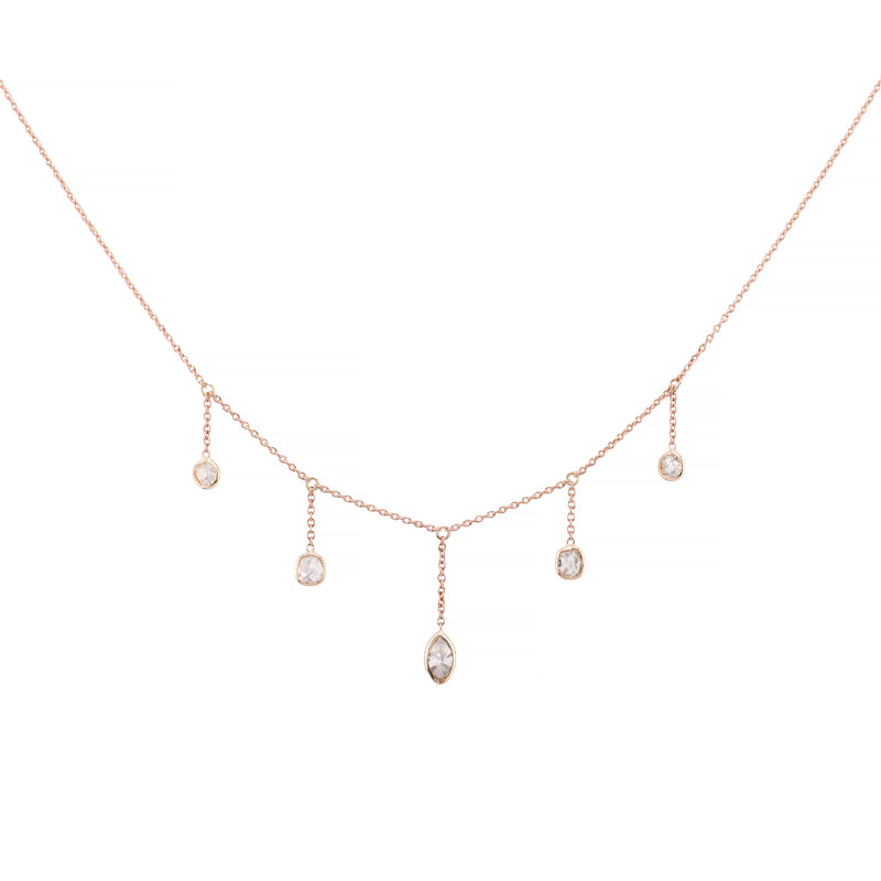 Luxurious 2.04ctw Mine Cut Diamond Fringe Necklace in 14K Rose Gold