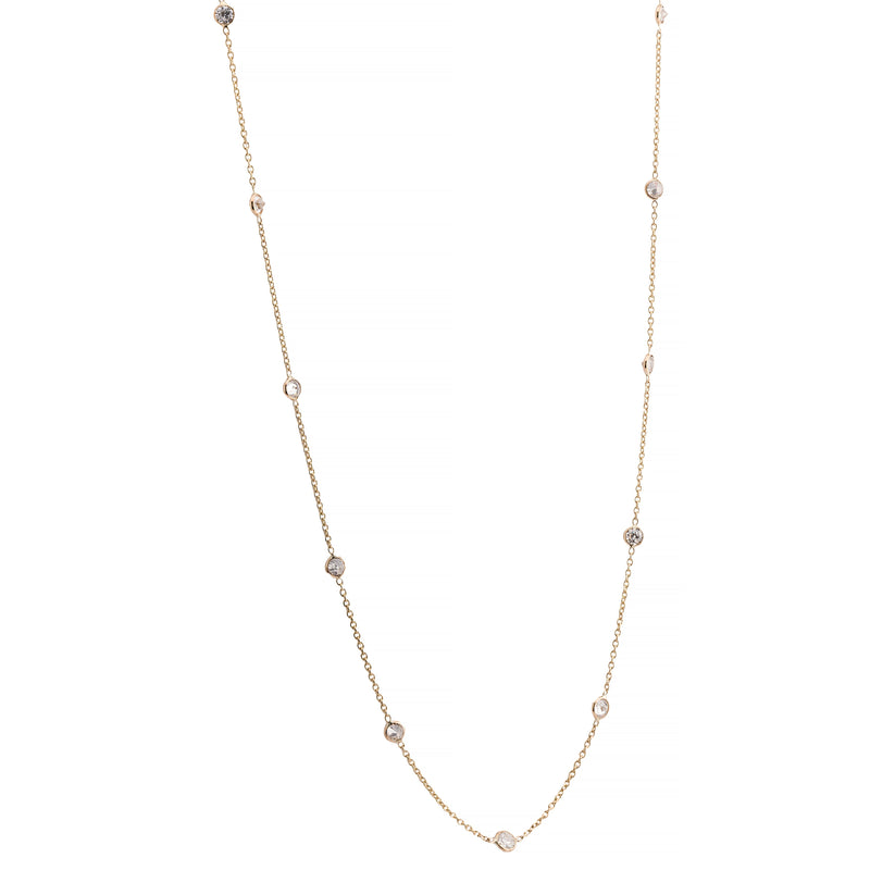 Dazzling 1.50ctw Bezel Set Diamond Station Necklace in 14K Yellow Gold