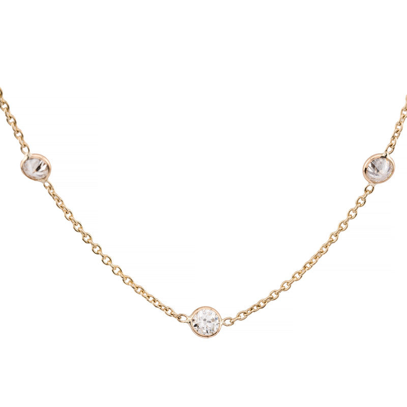 Dazzling 1.50ctw Bezel Set Diamond Station Necklace in 14K Yellow Gold