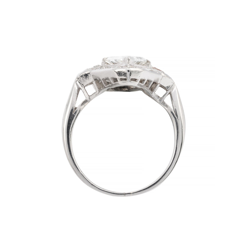 Geometric Art Deco 3.06ct Kite Shaped Double Diamond Ring in Platinum