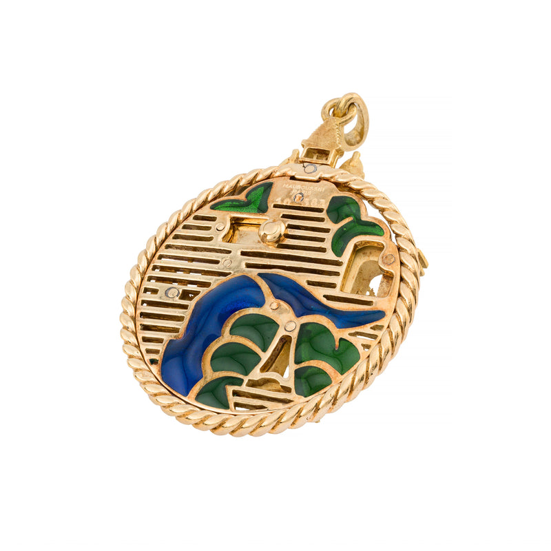 Mauboussin Paris Scenic Plique A Jour Enamel Pendant in 18 karat Gold