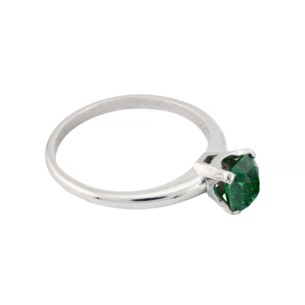 Mid Century Tsavorite Garnet 1.65ct Solitaire Ring in Platinum