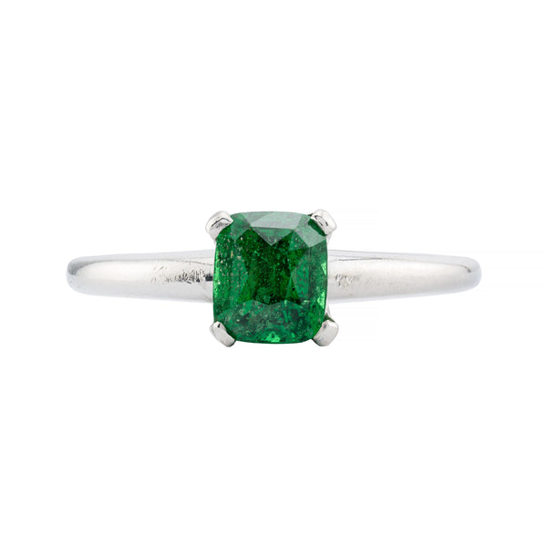 Mid Century Tsavorite Garnet 1.65ct Solitaire Ring in Platinum