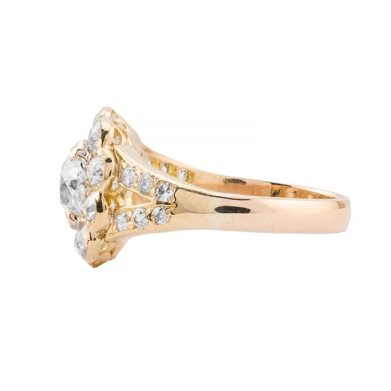 Victorian 3.02ctw Mine Cut Diamond Engagement Ring in 18K Yellow gold