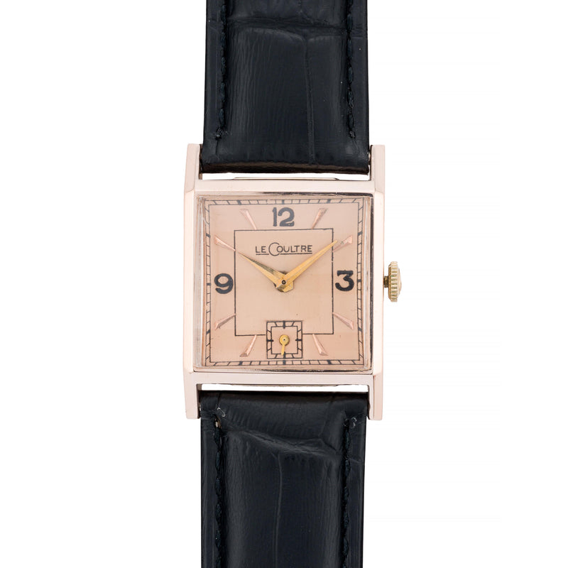 Jaegar LeCoultre Art Deco 14 Karat Rose Gold 23mm Unisex Dress Wrist Watch