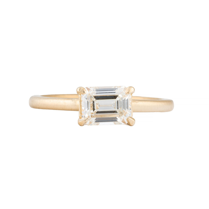 Emerald Cut 0.80ct East to West Diamond Engagement Ring in 18K Yellow Gold