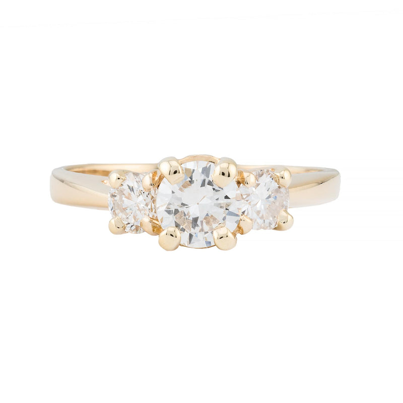 Classic 1.00ctw Diamond Three Stone Engagement Ring in 14 Karat Yellow Gold