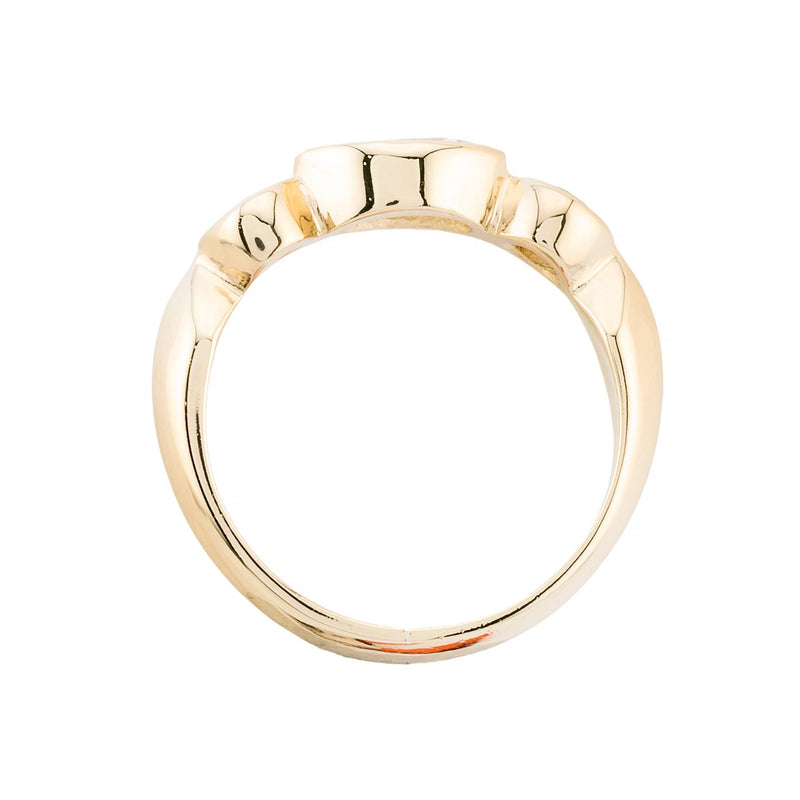 Marquise & Round Diamond Three Stone Band Ring in 18K Yellow Gold