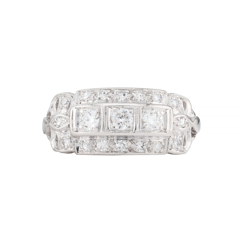 Art Deco Ribbon Motif 0.54ctw Diamond Band Ring in Platinum