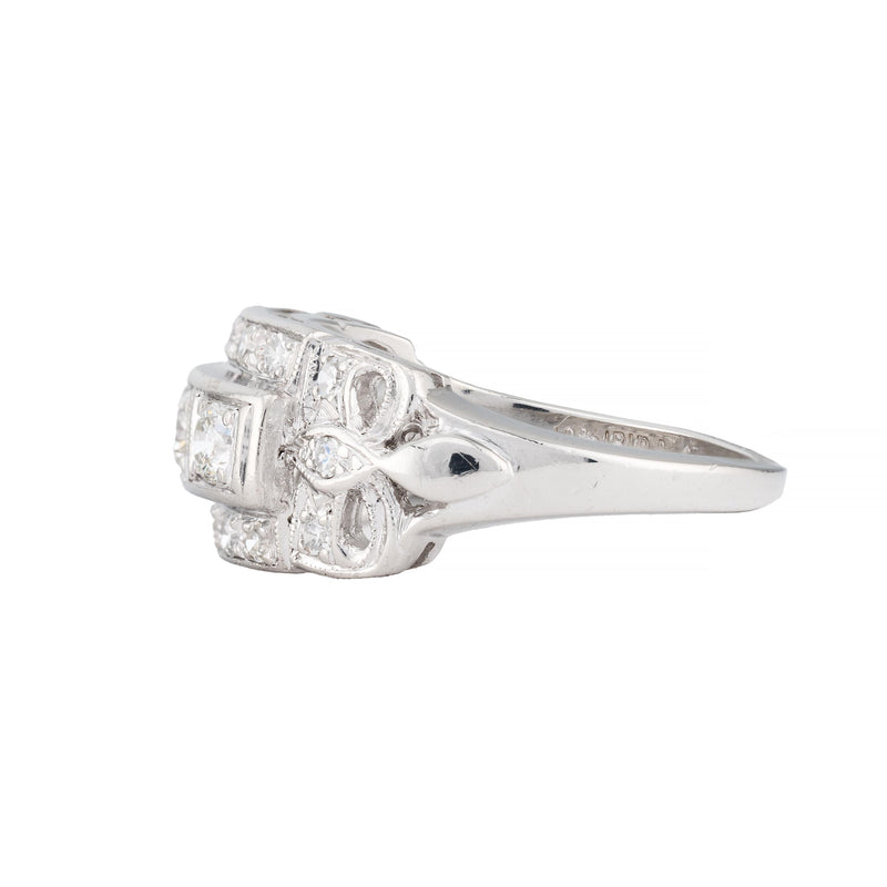 Art Deco Ribbon Motif 0.54ctw Diamond Band Ring in Platinum