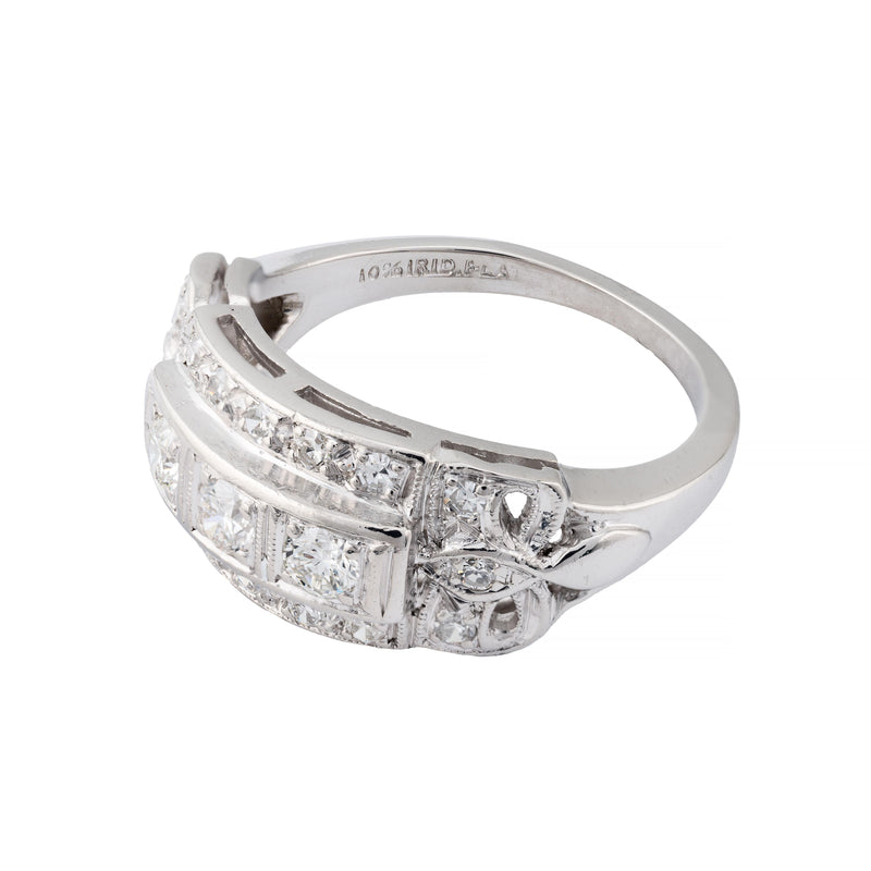 Art Deco Ribbon Motif 0.54ctw Diamond Band Ring in Platinum