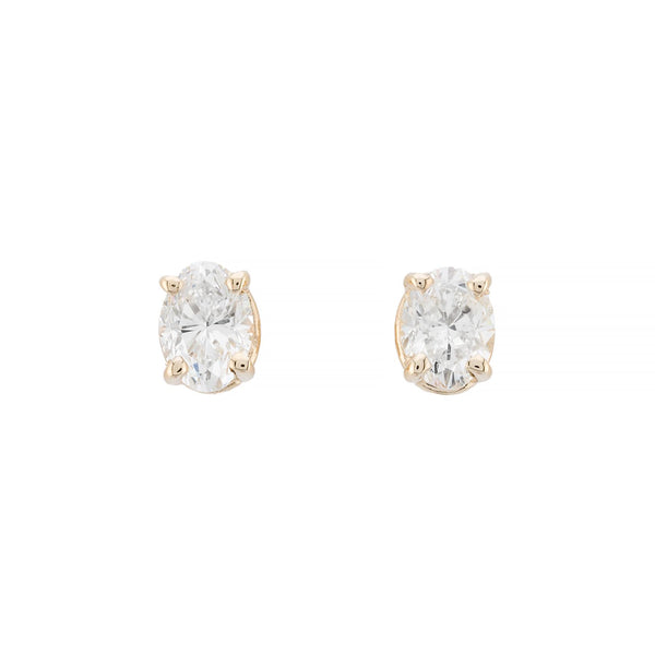 Oval Cut Diamond 0.40ctw Stud Earrings in 14K Yellow Gold