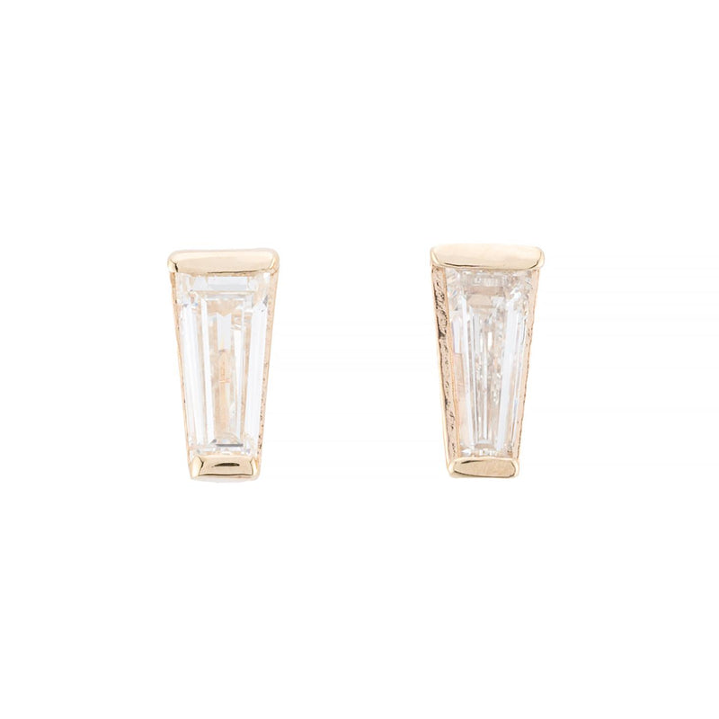 Tapered Baguette Diamond Stud Earrings in 14 Karat Yellow Gold