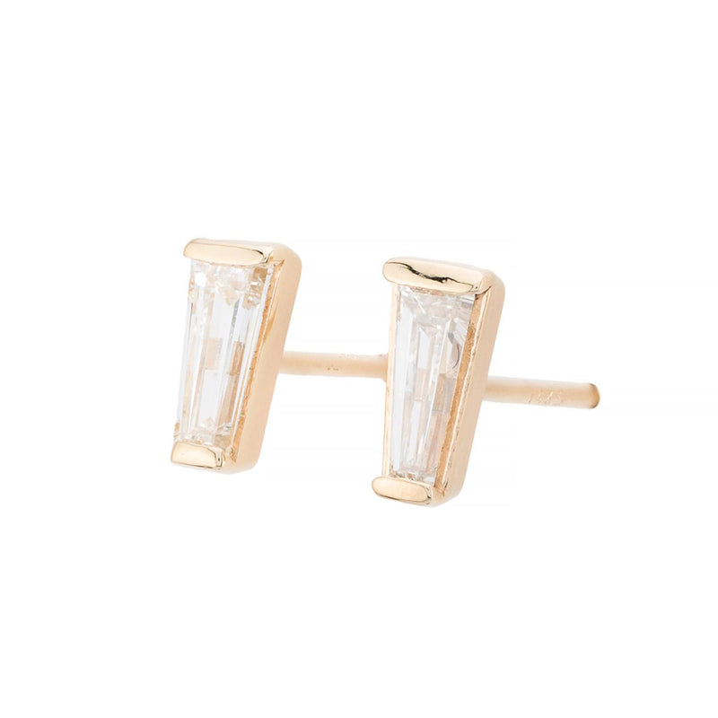 Tapered Baguette Diamond Stud Earrings in 14 Karat Yellow Gold