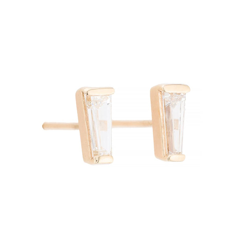 Tapered Baguette Diamond Stud Earrings in 14 Karat Yellow Gold