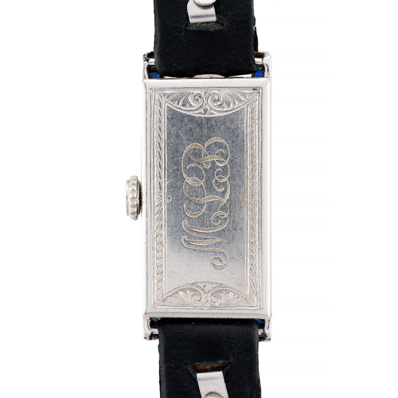 Art Deco Platinum, Diamond, & Sapphire Movado Ladies Wrist Watch