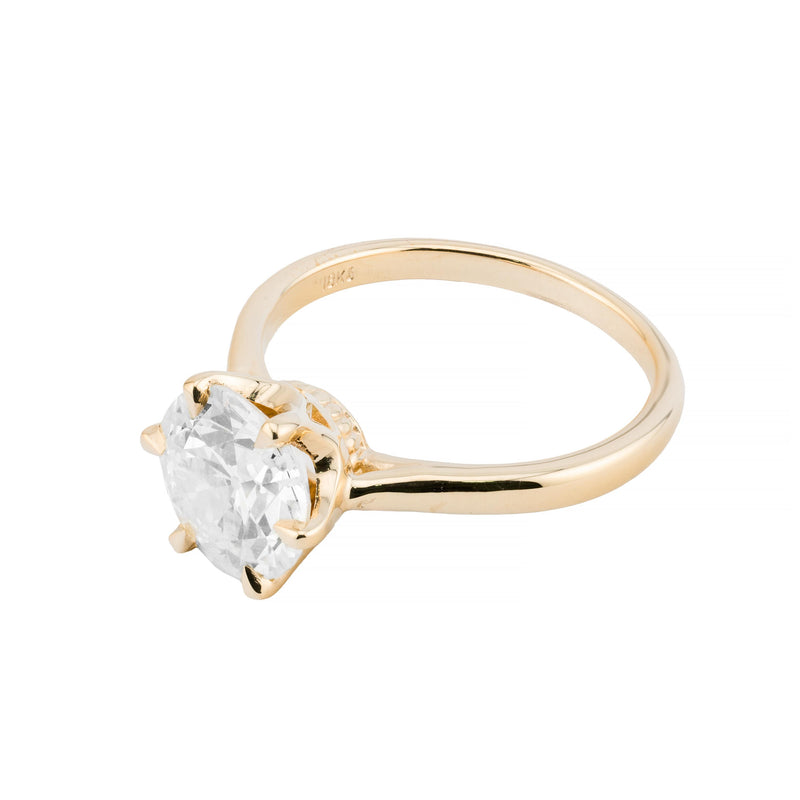 Claw Set 2.55ct Old European Cut Diamond Solitaire Ring in 18 Karat Yellow Gold