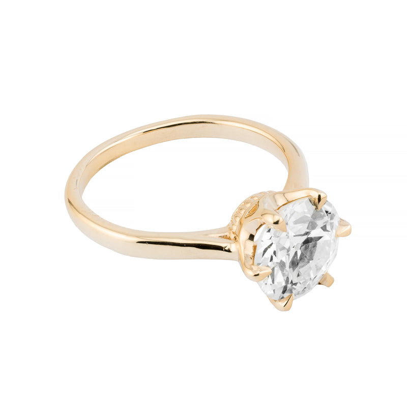 Claw Set 2.55ct Old European Cut Diamond Solitaire Ring in 18 Karat Yellow Gold