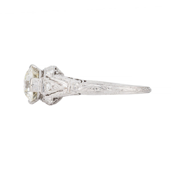 Decadent Art Deco 1.92CTW European Cut Diamond Engagement Ring in Platinum