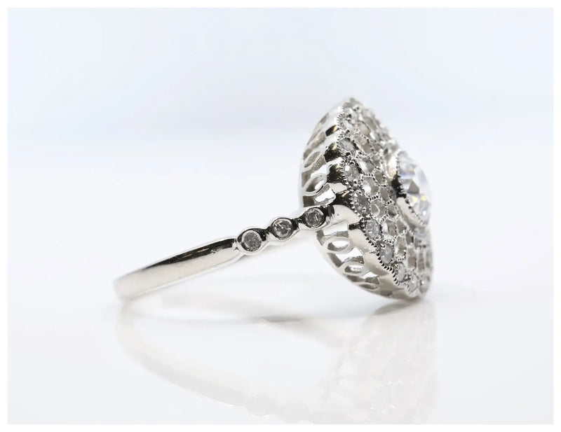 Enchanting Art Deco Diamond Filigree Engagement Ring in Platinum
