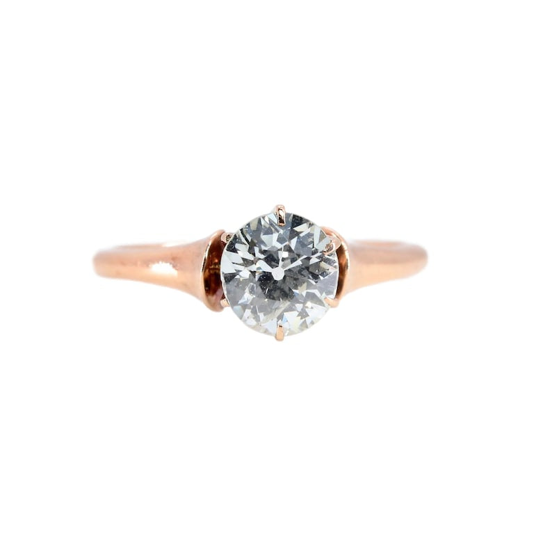 Victorian 0.75ct Diamond Solitaire Engagement Ring in 14K Rose Gold