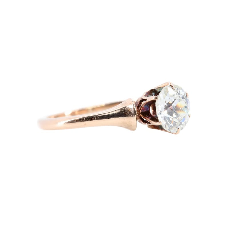 Victorian 0.75ct Diamond Solitaire Engagement Ring in 14K Rose Gold