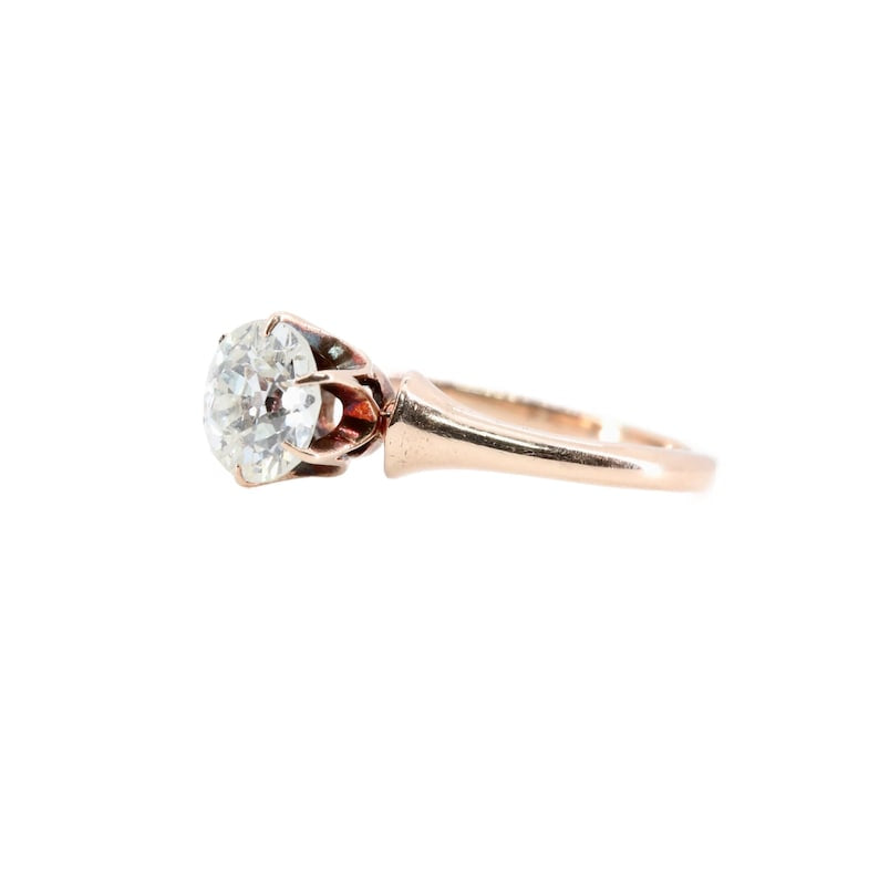 Victorian 0.75ct Diamond Solitaire Engagement Ring in 14K Rose Gold