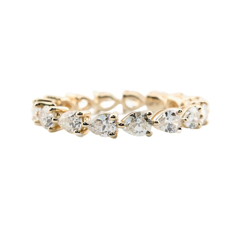 Pear Shaped Diamond 3.10ctw Eternity Band in Yellow Gold 14K