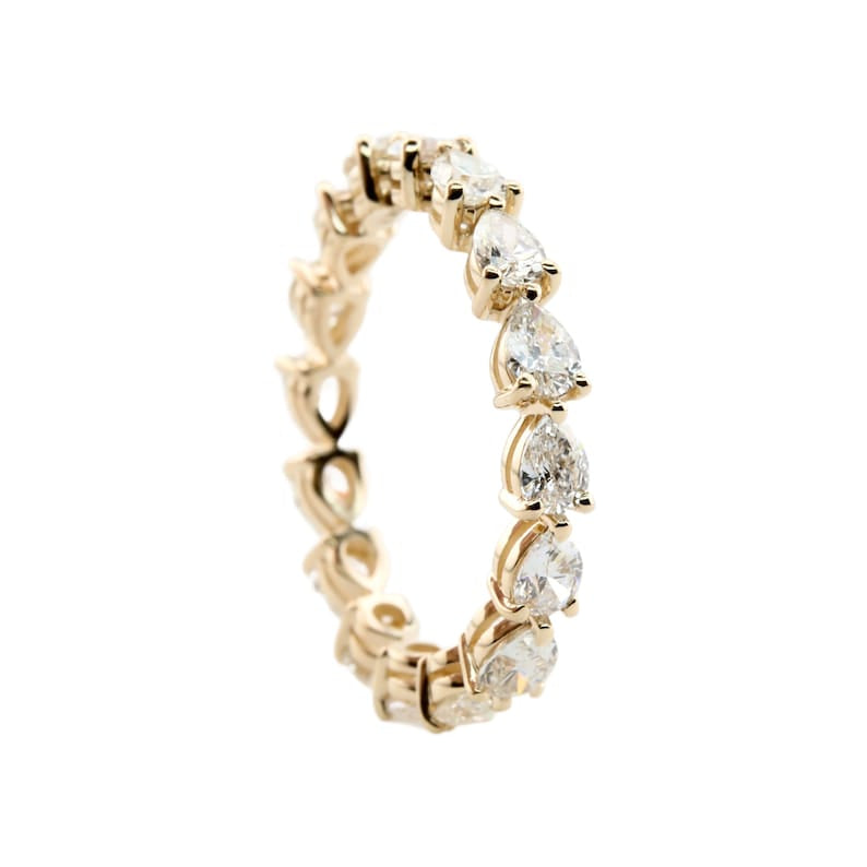 Pear Shaped Diamond 3.10ctw Eternity Band in Yellow Gold 14K