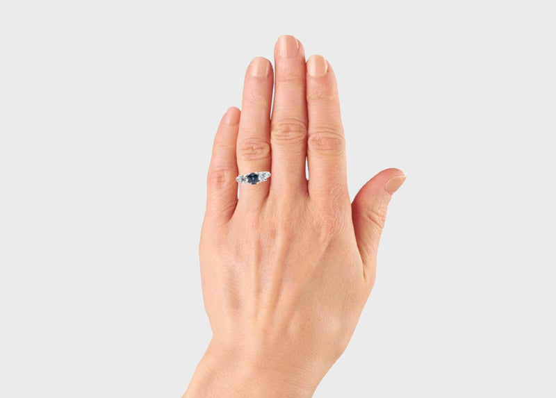GIA Art Deco No Heat Sapphire & Diamond Three Stone Ring in Platinum 1.80ctw