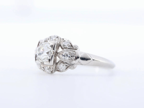 Late Art Deco 0.76ctw Diamond Engagement Ring in Platinum