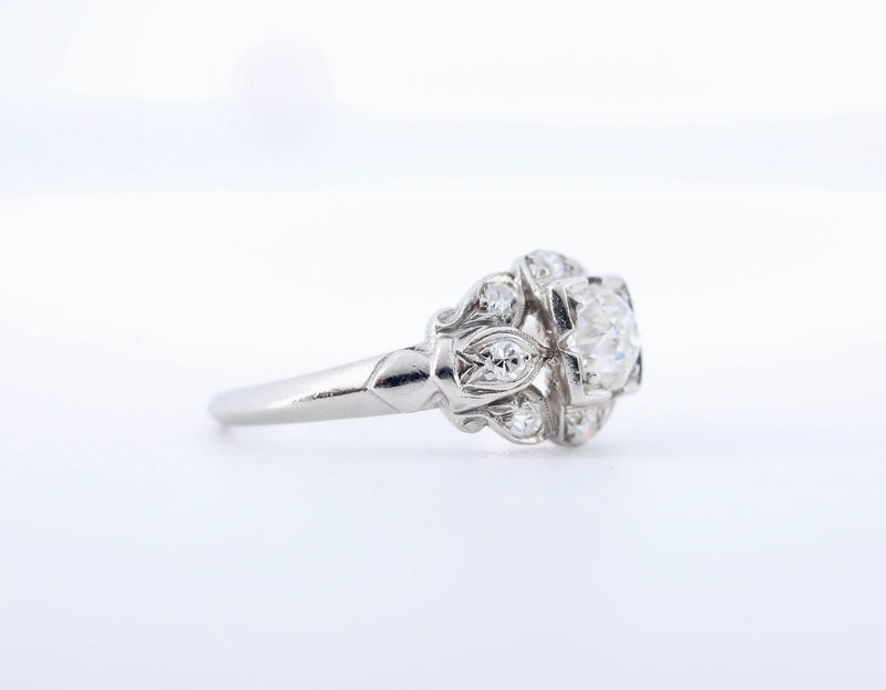 Late Art Deco 0.76ctw Diamond Engagement Ring in Platinum