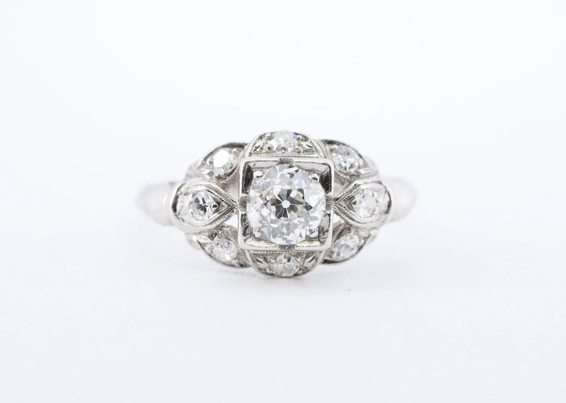 Late Art Deco 0.76ctw Diamond Engagement Ring in Platinum