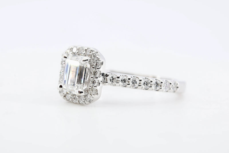 Sparkling Emerald Cut Diamond Engagement Ring in 14K White Gold