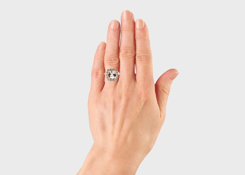 Morganite & Bezel Set Diamond Ring in 14K Rose Gold