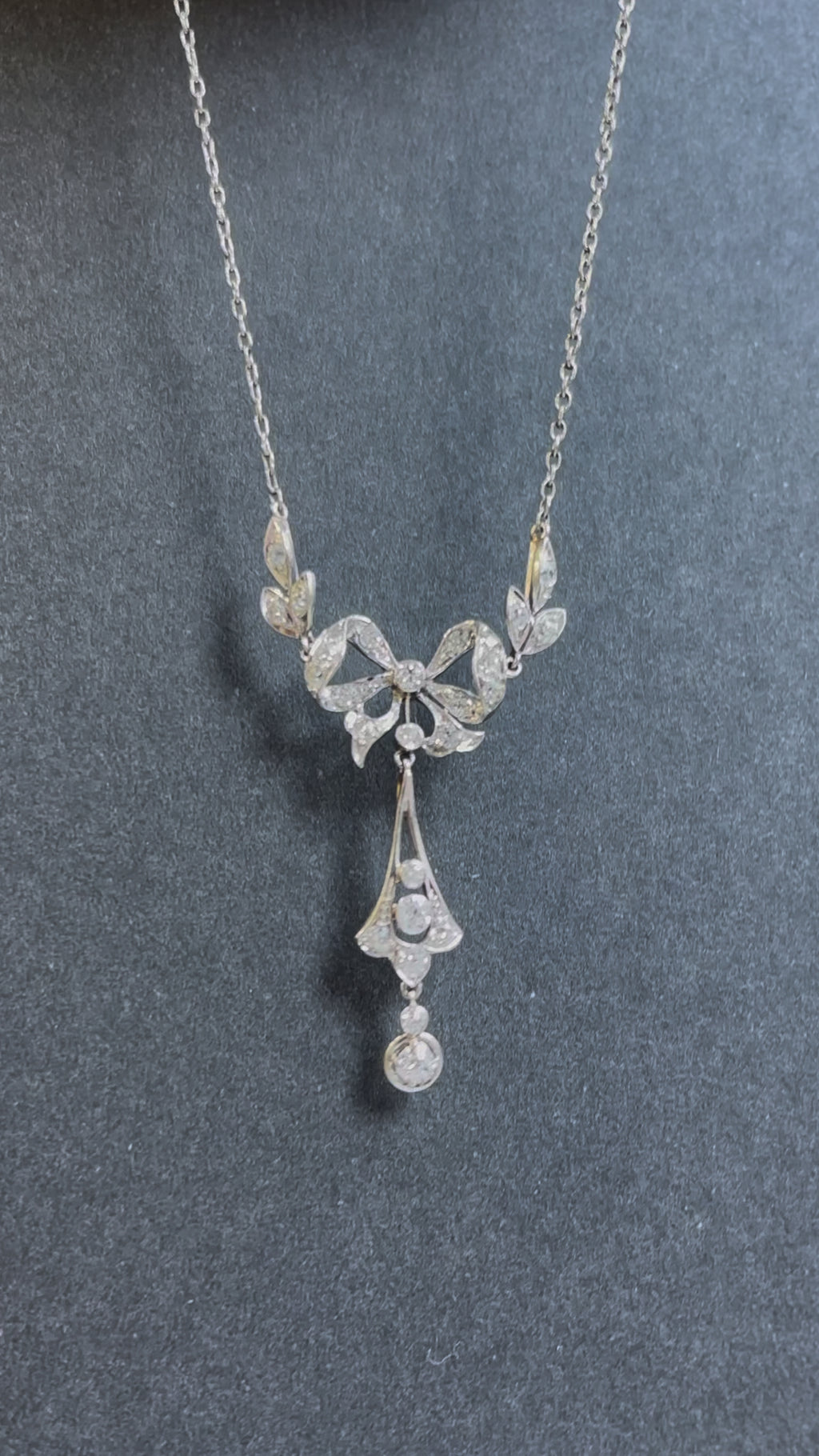 Edwardian 1.70ctw Mine Cut Diamond Lavalier Necklace in Platinum