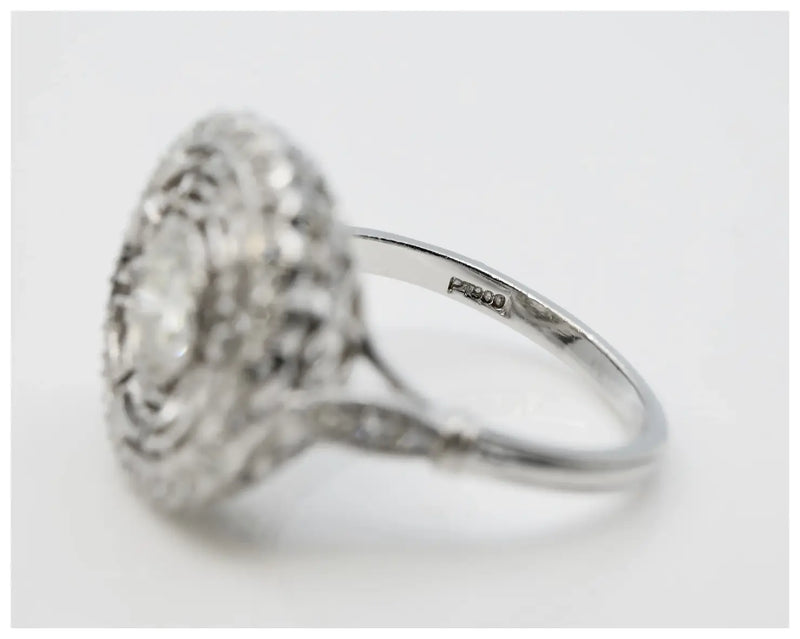 Art Deco 1.02 CTW Greek Key Motif Diamond Engagement Ring in Platinum