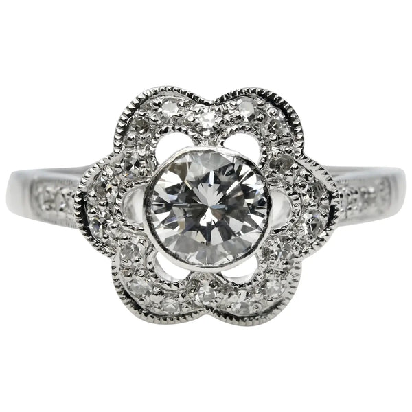 Blossoming Floral 0.79 CTW Diamond Engagement Ring in Platinum