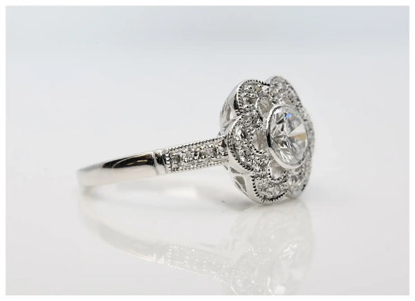 Blossoming Floral 0.79 CTW Diamond Engagement Ring in Platinum