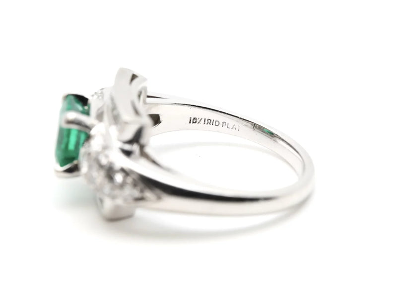 Circa 1920's Art Deco Colombian Emerald, & Diamond Ring in Platinum