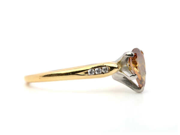 Fancy Orange Champagne Pear Shaped Diamond Engagement Ring by Jabel