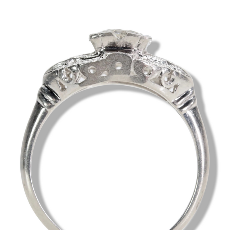 Circa 1940's Art Deco 0.65ct Diamond Engagement Ring in Platinum