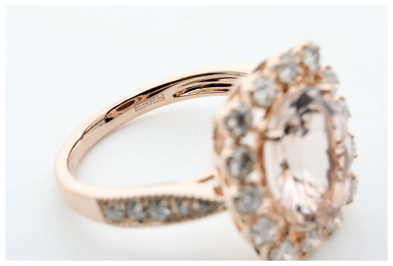 Morganite & Bezel Set Diamond Ring in 14K Rose Gold