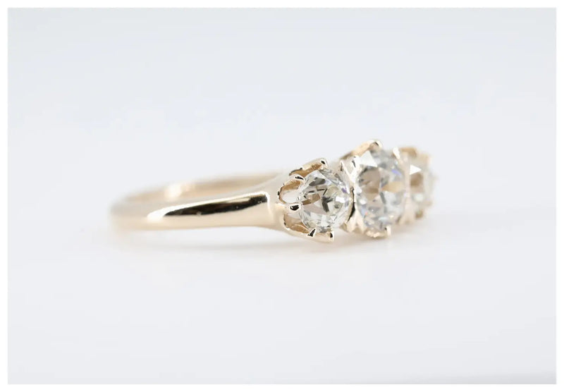 Victorian 1.52 CTW Three Stone Diamond Engagement Ring in 14K Yellow Gold