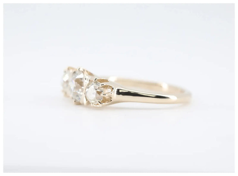 Victorian 1.52 CTW Three Stone Diamond Engagement Ring in 14K Yellow Gold