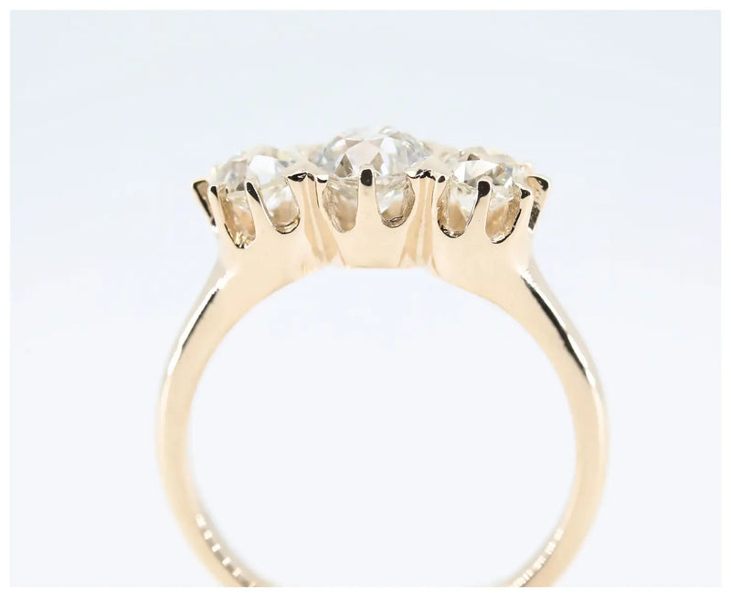 Victorian 1.52 CTW Three Stone Diamond Engagement Ring in 14K Yellow Gold