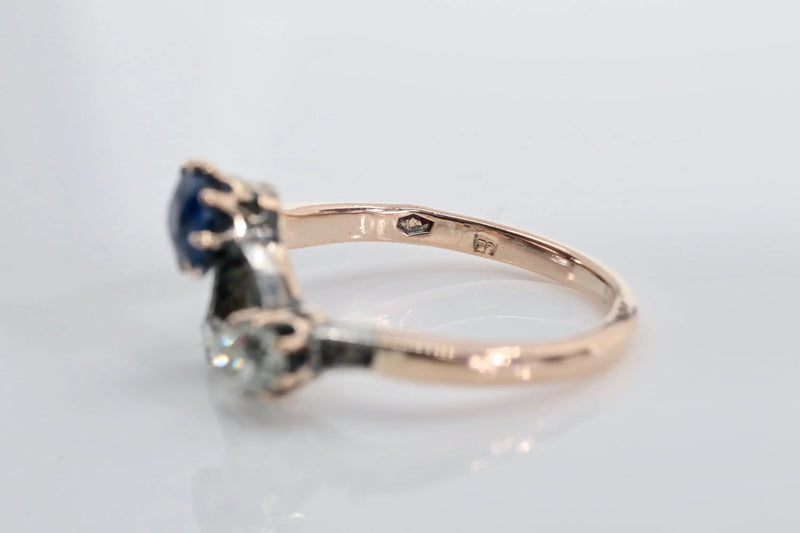 Victorian No Heat Sapphire & Mine Cut Diamond Ring